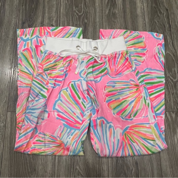 Lilly Pulitzer The Beach Pant Pink Pout Shellabrate Linen Pant - Picture 7 of 11